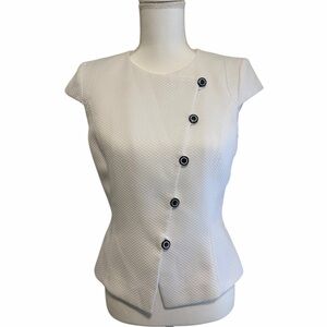 Chic White Asymmetrical Button Women's Blouse